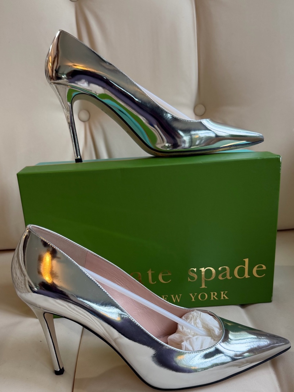 kate spade Metallic Silver Pointed-Toe Stiletto Pumps
